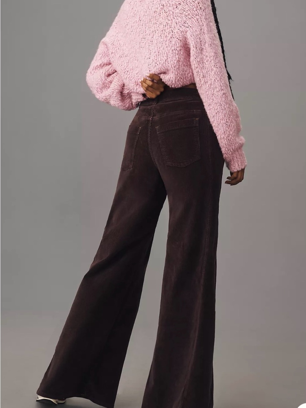Pilcro Anthropologie Adi Corduroy Mid Rise Brown Flare Jeans, Size 28 - Picture 2 of 14